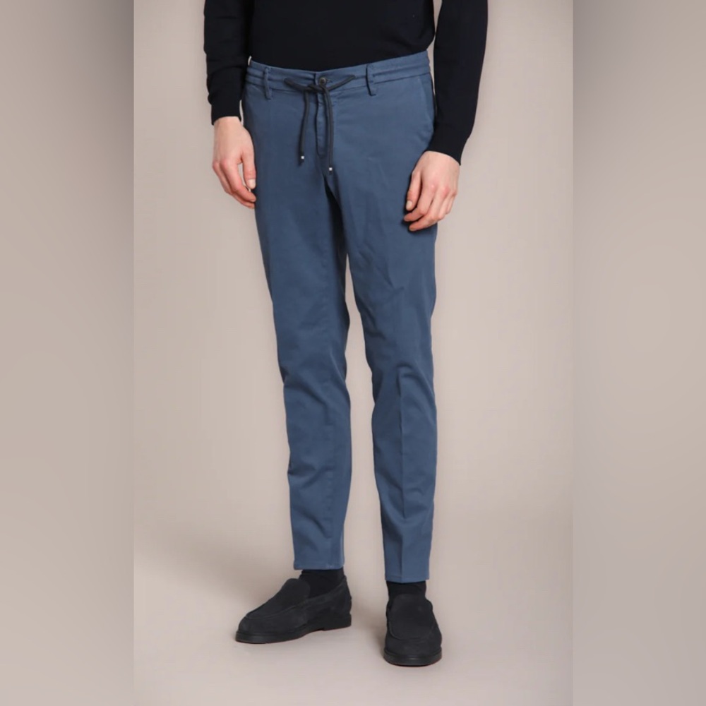 MILANO ITALY JOGGER CHINO PANT GABARDINE STRETCH LIGHT BLUE SLIM FIT MENS Sz 48